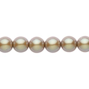 Bead, Czech pearl-coated glass druk, opaque iridescent hazelnut, 8mm round. Sold per 15-1/2" to 16" strand.