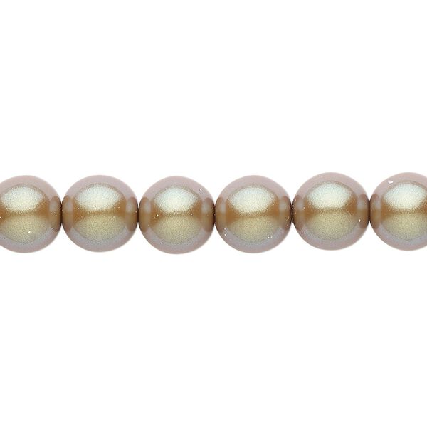 Bead, Czech pearl-coated glass druk, opaque iridescent hazelnut, 8mm round. Sold per 15-1/2" to 16" strand. image number 0