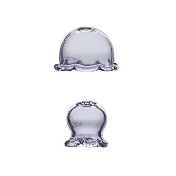Component, glass, purple, 24x16mm and 16x16mm jellyfish, handmade. Sold per 2-piece set. image number 0