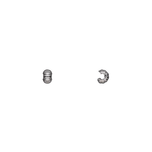 Crimp cover, gunmetal-plated brass, 3mm corrugated round. Sold per pkg of 500. image number 0