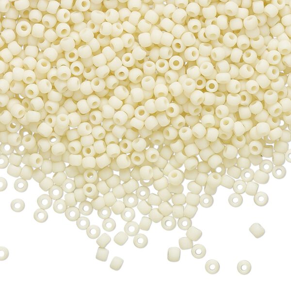 Seed bead, TOHO BEADS®, glass, pkg/50g, #11 round, opaque frosted light beige (TR-11-51F). image number 0