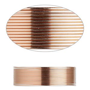 Wire, 12Kt rose gold-filled, dead-soft, round, 22 gauge. Sold per pkg of 25 feet.