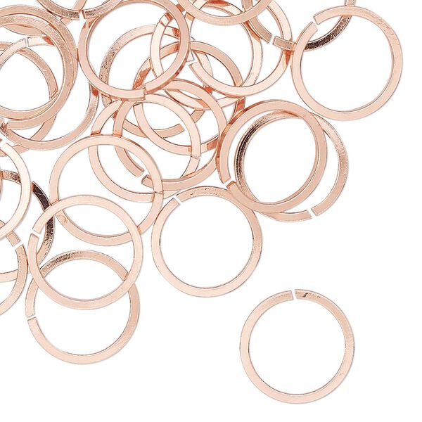Jump ring, copper, 12mm hand-cut round square wire, 9.8mm inside diameter, 18 gauge. Sold per pkg of 50. image number 0