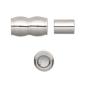 Clasp, magnetic barrel, stainless steel, 18x10mm with glue-in ends, 6mm inside diameter. Sold individually.