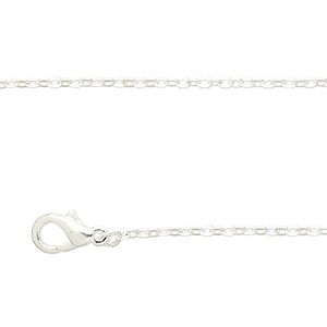 Chain 1pkg4 silver-plated cable, 1.5mm / lobster claw clasp, brass 18 inch