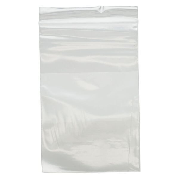 Bag, Tite-Lip™, plastic, clear and white, 4x6-inch top zip with block. Sold per pkg of 100. image number 1