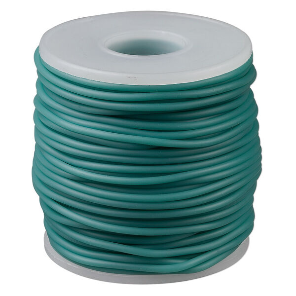 Cord, synthetic rubber, sea foam green, 2mm round. Sold per 25-meter spool. image number 0