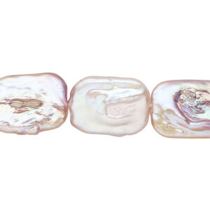 Freshwater pearl 1pkg1, flat rectangle, approximately 8 inch mauve 17x12mm-18x14mm cultured
