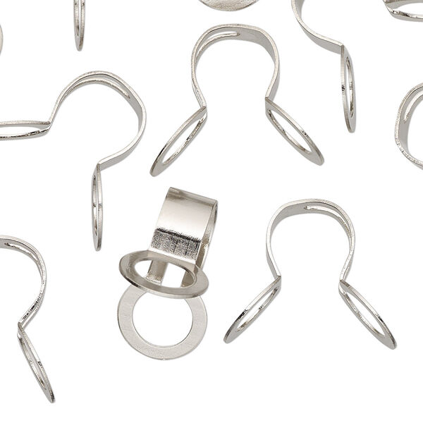 Ball chain connector, nickel-finished "pewter" (zinc-based alloy), 17x9mm, fits 6mm ball chain. Sold per pkg of 12. image number 0