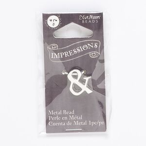 Bead, silver-finished "pewter" (zinc-based alloy), 14x13mm "&" with 2mm hole. Sold individually.