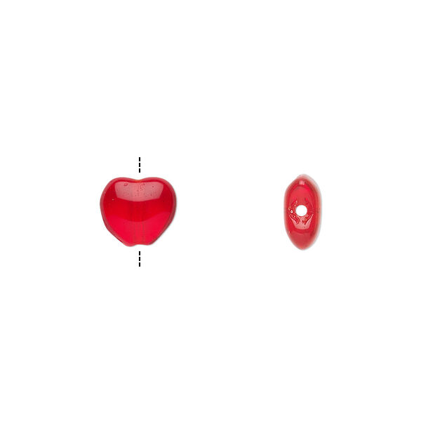 Bead, Czech pressed glass, light red, 8x7.5mm heart. Sold per 15-1/2" to 16" strand, approximately 50 beads. image number 0