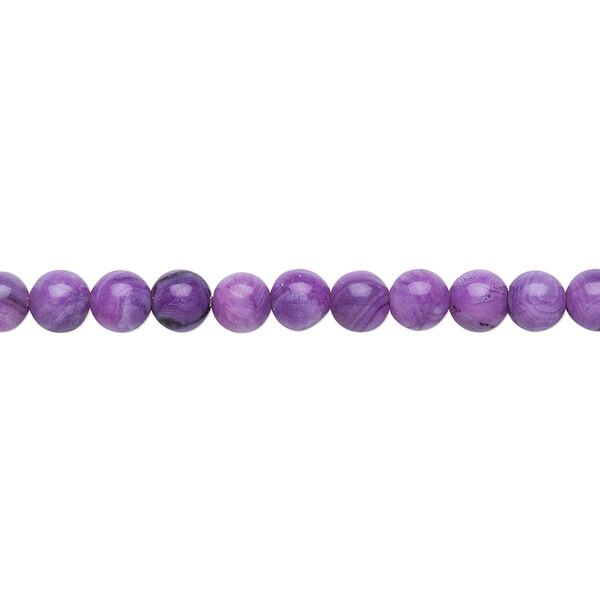 Bead, crazy lace agate (dyed), purple, 4mm round, B grade, Mohs hardness 6-1/2 to 7. Sold per 15-1/2" to 16" strand. image number 0