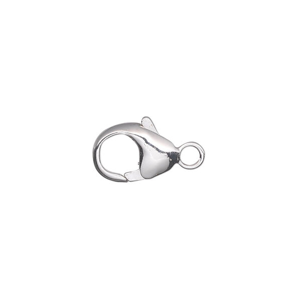 Clasp, lobster claw, sterling silver, 12x8.5mm oval with loop. Sold individually. image number 0