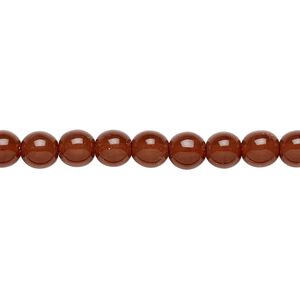 Bead, Czech dipped décor glass druk, caramel, 6mm round. Sold per 15-1/2" to 16" strand.