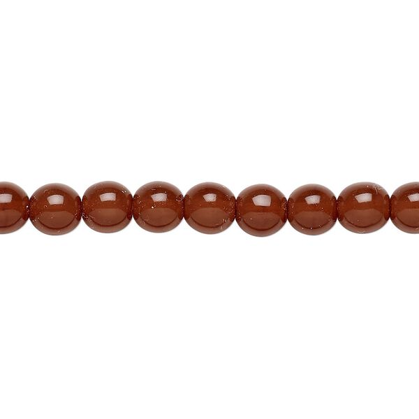 Bead, Czech dipped décor glass druk, caramel, 6mm round. Sold per 15-1/2" to 16" strand. image number 0