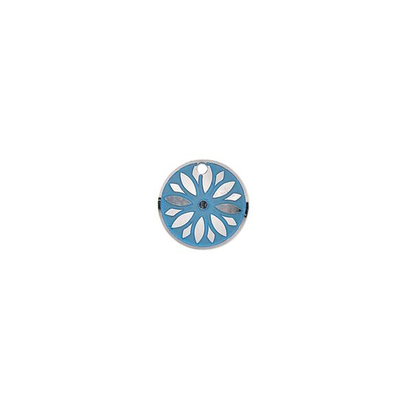 Drop, stainless steel, blue patina, 10mm single-sided domed round with sunburst design. Sold per pkg of 8. image number 0