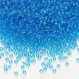Seed bead, Preciosa Ornela, glass, transparent aquamarine, #11 rocaille. Sold per 50-gram pkg.