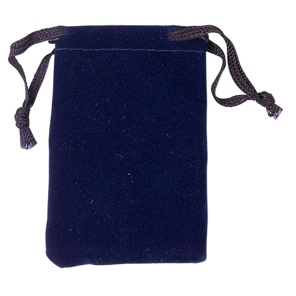 Pouch, flocked velveteen, blue, 3x2 inches with drawstring. Sold per pkg of 12. image number 0