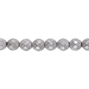 Hemalyke™ 1pkg1, matte electroplated faceted round bead 15.5-16 inch 6mm