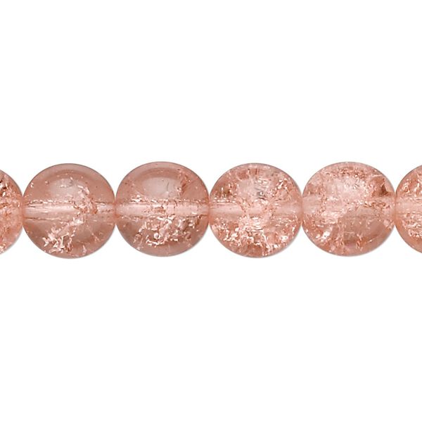 Bead, Czech crackle glass druk, translucent pink, 10mm round. Sold per 15-1/2" to 16" strand. image number 0