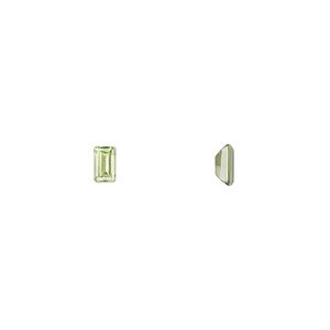 Peridot 1pkg4, hand-cut faceted emerald-cut gem natural 5x3mm