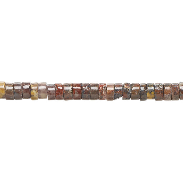 Bead, leopardskin jasper (natural), 4x2mm heishi, B grade, Mohs hardness 6-1/2 to 7. Sold per 15-1/2" to 16" strand. image number 0