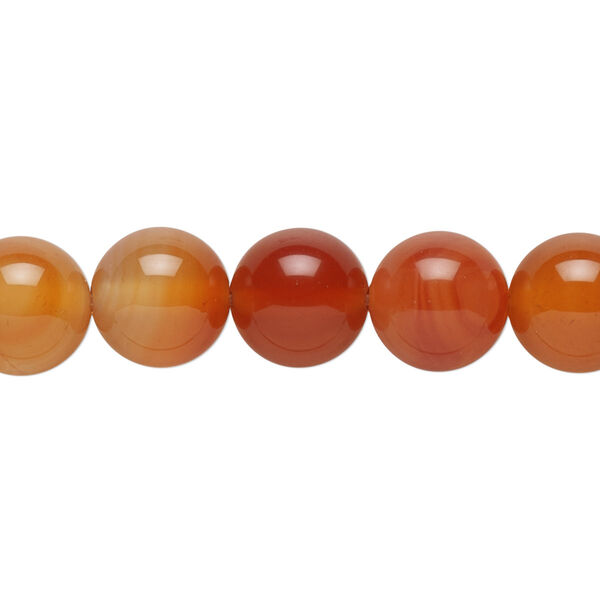 Bead, red agate (dyed / heated), 10mm round, B grade, Mohs hardness 6-1/2 to 7. Sold per 15-1/2" to 16" strand. image number 0