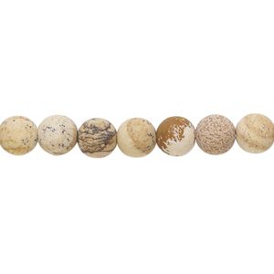 Picture jasper 1pkg1, matte round bead natural 8 inch 6mm