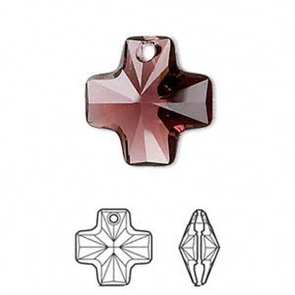 Drop 1pk burgundy, Crystal Passions® 20mm pendant cross 6866 image number 0