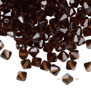 Bead 144pk smoked topaz, Preciosa Czech crystal 6mm bicone