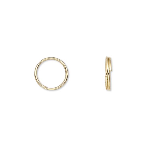 Split ring, gold-finished steel, 10mm round. Sold per pkg of 1,000. image number 0