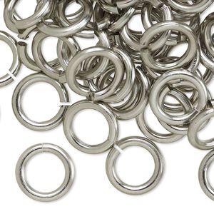 Jump ring, anodized aluminum, metallic grey, 12mm round, 7.9mm inside diameter, 12 gauge. Sold per pkg of 100.