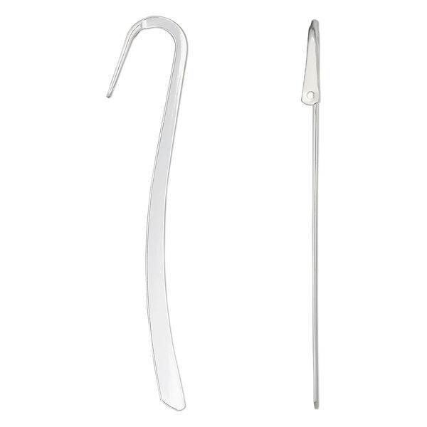 Bookmark, silver-plated steel, 3-3/8 inches long with 1.5mm hole. Sold per pkg of 12. image number 0