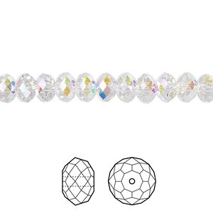 Bead 360pk crystal AB, Swarovski® 6x4mm rondelle 5040