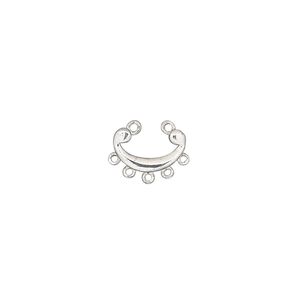 Link, sterling silver, 11x8mm plain with 5 loops. Sold per pkg of 2.