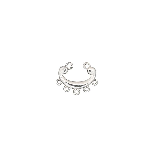 Link, sterling silver, 11x8mm plain with 5 loops. Sold per pkg of 2. image number 0