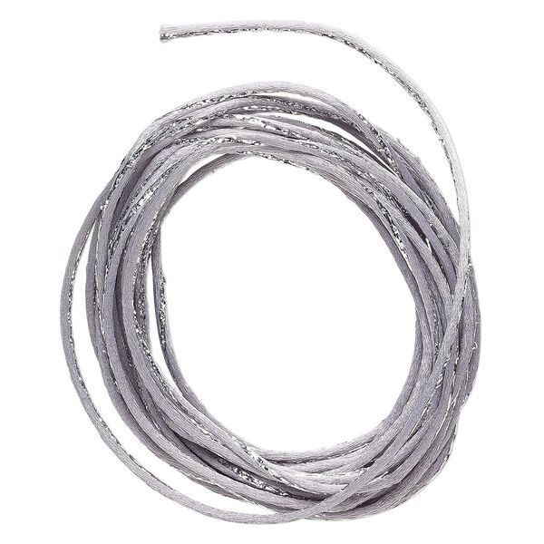Cord, Satinique™, nylon, silver and grey, 2mm regular with vertical stripe. Sold per 10-foot section. image number 0