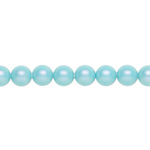 Pearl 50pk iridescent light turquoise, Crystal Passions® 6mm round 5810