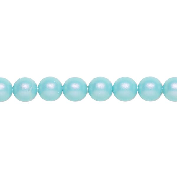 Pearl 50pk iridescent light turquoise, Crystal Passions® 6mm round 5810 image number 0