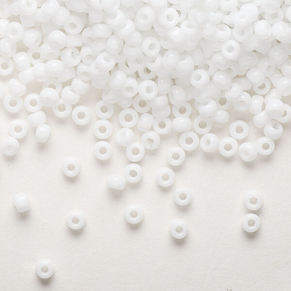 Seed bead, Miyuki, glass, pkg/50g, #8 rocaille, opaque white, (RR-402). image number 0