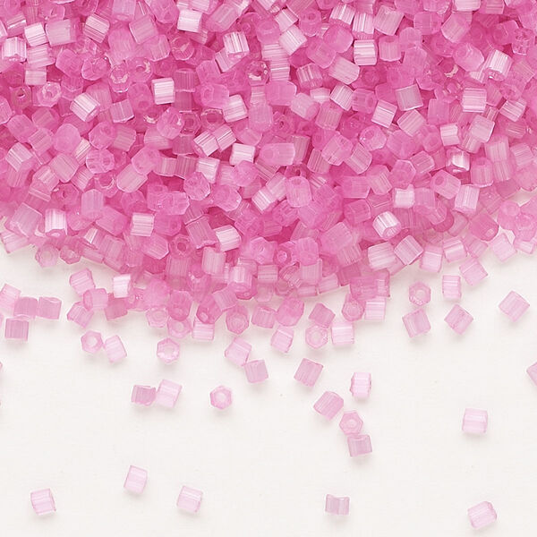 Seed bead, Preciosa Ornela Czech glass, pkg/500g, #11 2-cut hex, translucent solgel dyed satin pink, (05192). image number 0