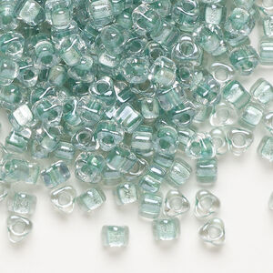 Seed bead, Miyuki 1pkg10g, glass, #5 triangle, transparent light blue inside dyed color clear (TR-1128)