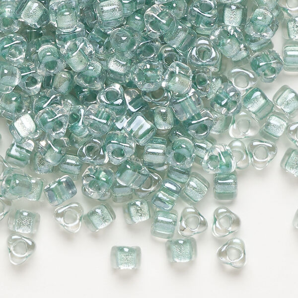 Seed bead, Miyuki 1pkg10g, glass, #5 triangle, transparent light blue inside dyed color clear (TR-1128) image number 0