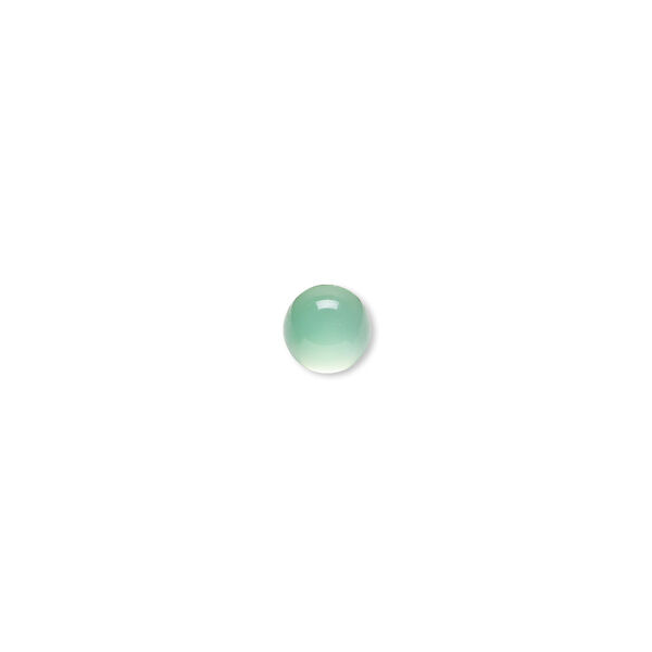 Cabochon, green chalcedony (dyed), light to medium, 6mm calibrated round, B grade, Mohs hardness 6-1/2 to 7. Sold per pkg of 2. image number 0