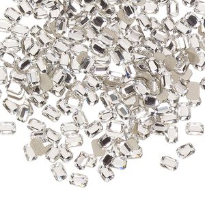 Flat back 720pk crystal foil back, Swarovski® 3.7x2.5mm emerald jewel 2602