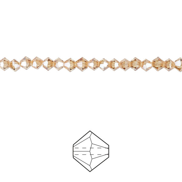 Bead 144pk translucent crystal golden shadow, Celestial Crystal® 3mm bicone image number 0