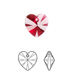 Drop 144pk scarlet, Swarovski® 14mm pendant heart 6228