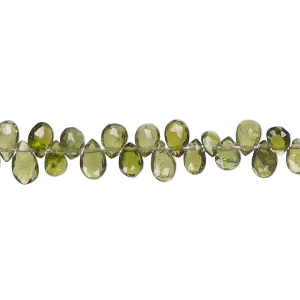 Chrome diopside 1pkg1, hand-cut top-drilled faceted puffed teardrop bead natural 7 inch 4x3mm-6x4mm image number 0