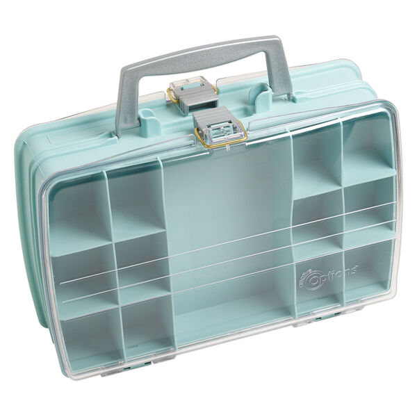 Tote, Plano® Creative Options, plastic, clear, teal and grey, 12-5/8 x 8-7/8 x 4-1/8 inches. Sold individually. image number 1