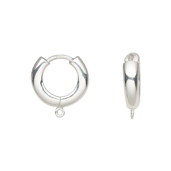 Earring, sterling silver, 16mm hinged hoop with loop. Sold per pair. image number 0